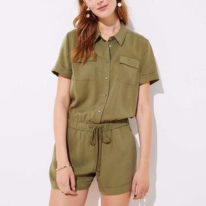 Loft olive green utility romper